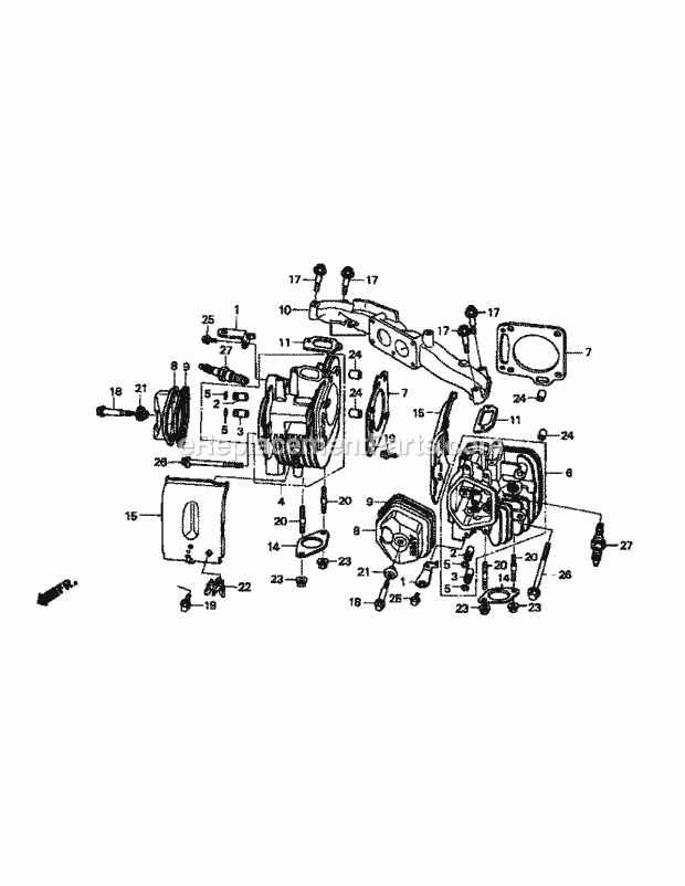 Gxv670 Cylinder Head Diagram and Parts List for M54-HN 53BB5ETW750 Cub Cadet Sprayer